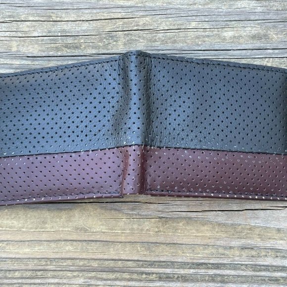 Handmade Card Holder Black/Brown Genuine Leather Bi Fold Wallet Men Purse - Picture 4 of 11